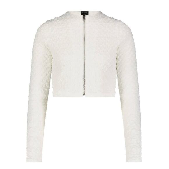 Aleeza Paris White Textured Crop Jacket NWT - M - Picture 1 of 3